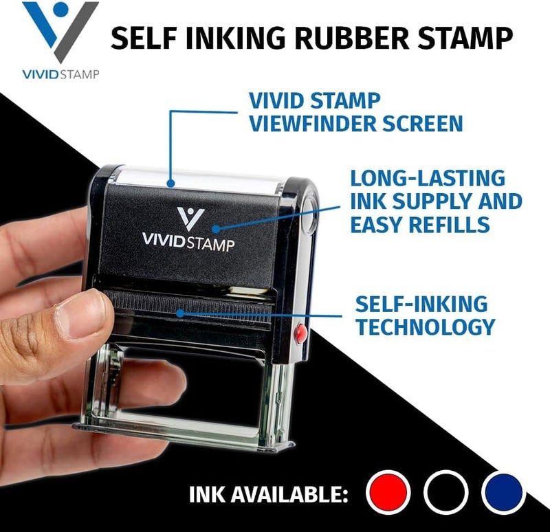Vivid Stamp ختم مطاطي ذاتي الحبر مدفوع (أسود) - متوسط - Image 2